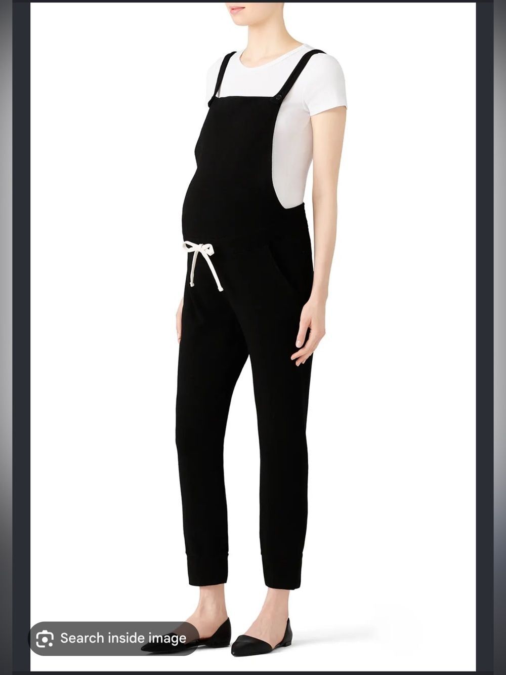MONROW Maternity Black Jersey Overalls Drawstring Waist Jumpsuit Size S